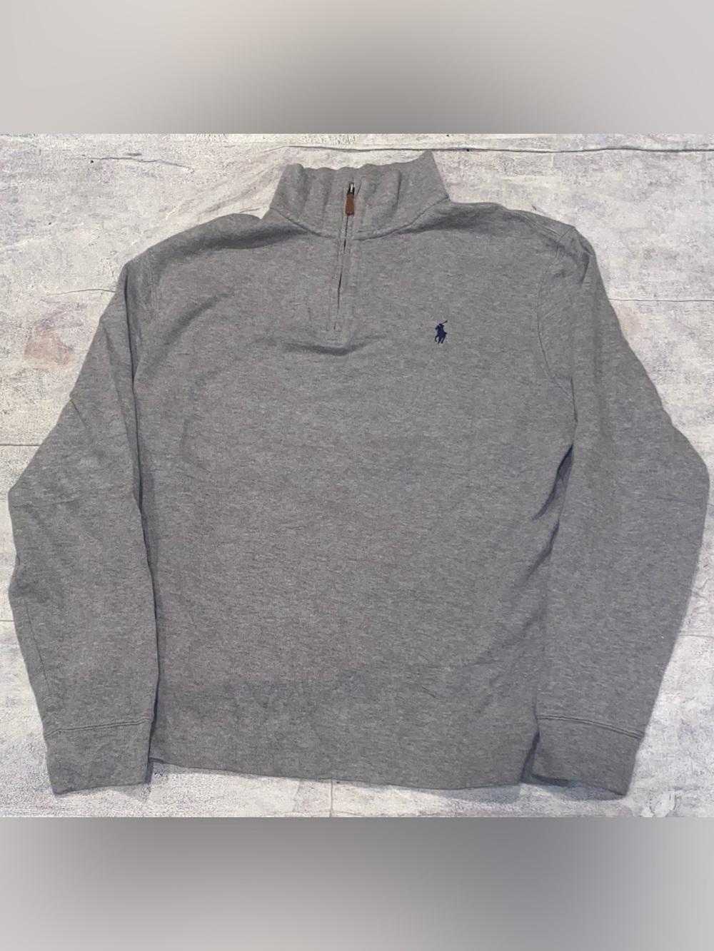 Polo Ralph Lauren Estate Rib Quarter 1/4 Zip Up Sweater Cotton Logo Pony L Prep